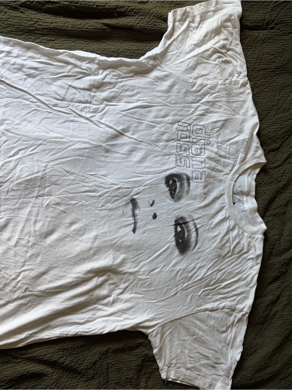 White Graphic Short Sleeve Tee with Face Print